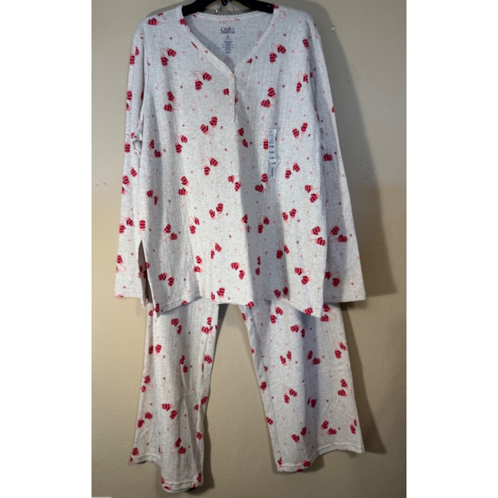 Croft & Barrow Pajama Set Women XXL Mittens Snowflakes‎ Long Sleeve & Pants NEW